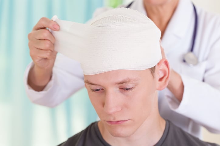 Teenage athlete with trauma of the head